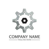 vector logo technology Digital tech vector business logo template concept illustration. Gear electronic factory sign. Cog wheel technology symbol SEO emblem Design element