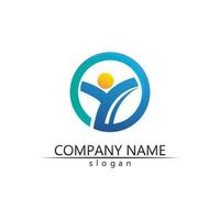 people Community vector logo care, group network and social icon design template