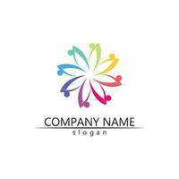 people Community vector logo care, group network and social icon design template