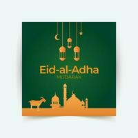 Eid Al Adha Mubarak social media banner, Greeting card. vector