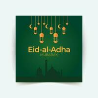 Eid Al Adha Mubarak social media banner, Greeting card. vector