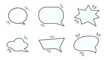 Vector illustration of Cartoon empty retro comic style speech bubbles set with black and white color. Vintage speech clouds, thinking bubbles