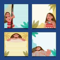 Hawaiian Girl and Man Social Media Post vector