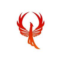 Phoenix bird with fire flames vector silhouette