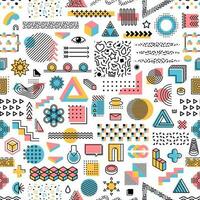 Memphis geometric shapes seamless pattern vector