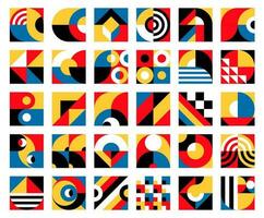 Bauhaus elements with abstract geometric patterns vector