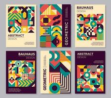 Geometric Bauhaus posters and abstract patterns vector