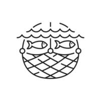 Fish trap net container isolated outline icon vector