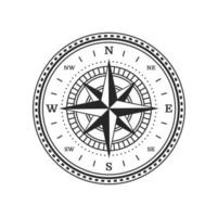 Compass wind rose, vintage map, north star arrow vector