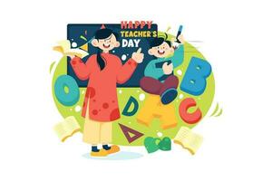 Happy Teacher Day Illustration concept on white background vector