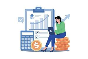 Accountant creating a financial plan for a small business. vector