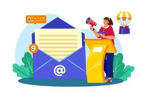 Email marketers develop and execute email marketing campaigns to target customers. vector