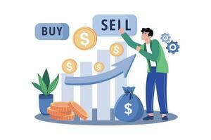 The stock market facilitates buying and selling shares vector