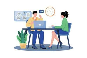 Employers ask interview questions to evaluate candidate skills and fit. vector