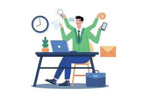 CEO multitasking projects and tasks. vector