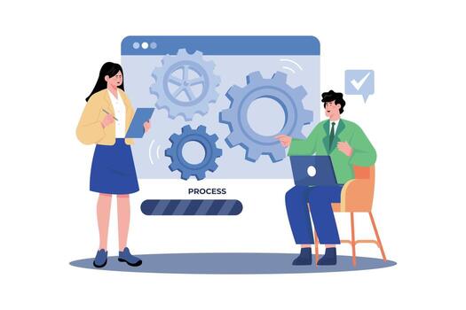 Operations manager streamlining business processes. vector