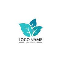 Tree leaf vector and green logo design friendly concept