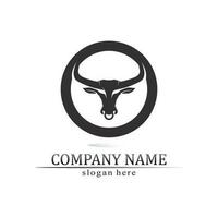 Bull horn and buffalo logo and symbols template icons app vector