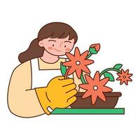 One day class workshop People are learning new skills. plant care. vector