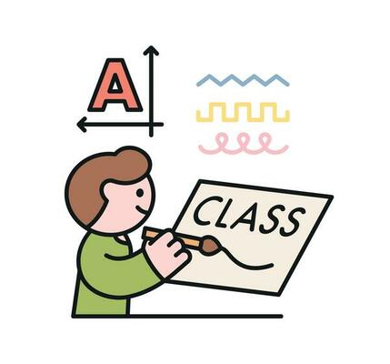 One day class workshop. People are learning new skills. Illustration of geometric design. pattern drawing
