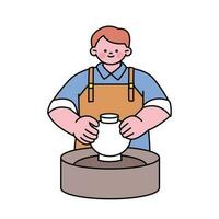 One day class workshop. People are learning new skills. pottery workshop. vector