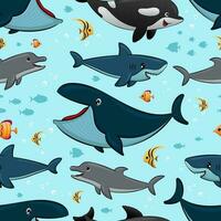 Seamless pattern vector of marine animals cartoon