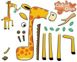 vector ilustración de jirafa dibujos animados con árbol sucursales. separar y pegar