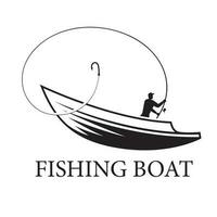 drawing of a fisherman on a boat, fishing boat logo, fishing event symbol vector