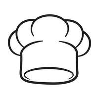 cartoon style chef hat drawing, cooking symbol, black lines on a white background vector