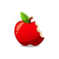 Bitten red apple fruit vector