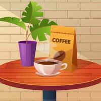 Cup of coffee on the table vector