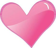 Glossy pink heart on white background. vector