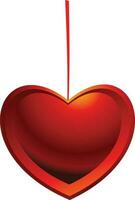 Beautiful glossy red hanging heart. vector