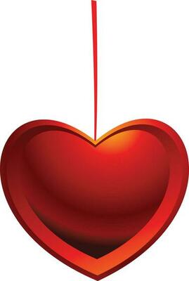 Beautiful glossy red hanging heart.