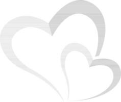 Flat style two hearts in gray color. vector