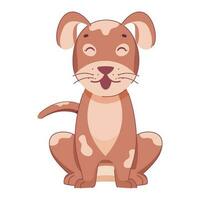 Cute dog sitting in brown color. vector