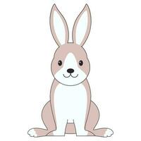 Rabbit Sitting on White Background. vector