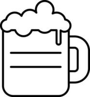 Line art illustration of Beer glass icon. vector