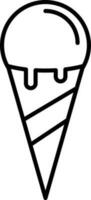 Ice cream cone icon in thin line art. vector