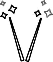 Magic stick icon in line art. vector