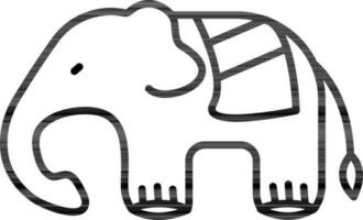 Line art Elephant icon in flat style. vector