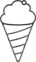 Line art Ice cream cone icon in flat style. vector