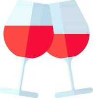 Cheers wine glass icon in blue and red color. vector