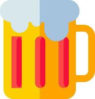 plano estilo cerveza jarra icono en amarillo, rojo y azul color. vector