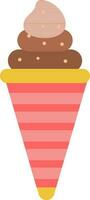 Ice cream cone icon in red, yellow and brown color. vector