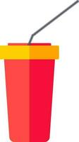 Paper cup with straw icon in flat style. vector