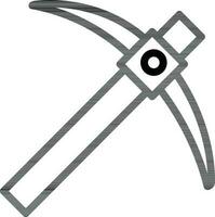 Line art Pickaxe icon in flat style. vector