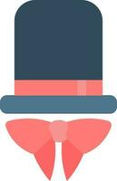 Illustration of hat and bowtie icon in flat style. vector