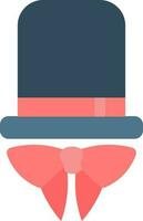 Illustration of hat and bowtie icon in flat style. vector