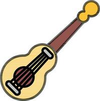 Isolated Guitar icon in yellow and brown color. vector